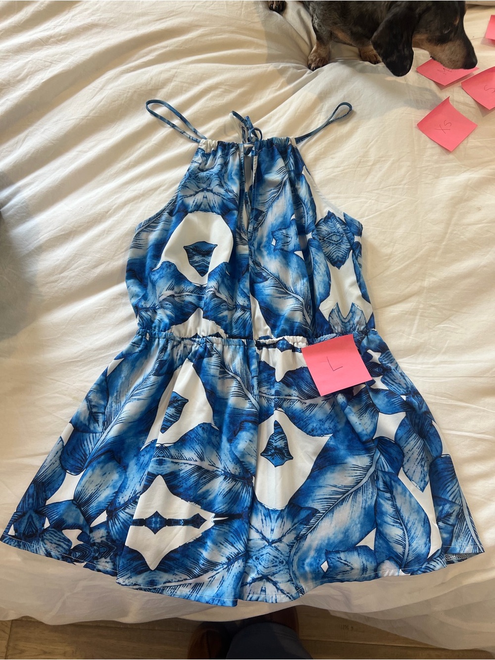 Girls Blue Tropical Print Romper - Brand Unknown